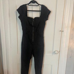We The Free - Free People black denim zip-up jumpsuit